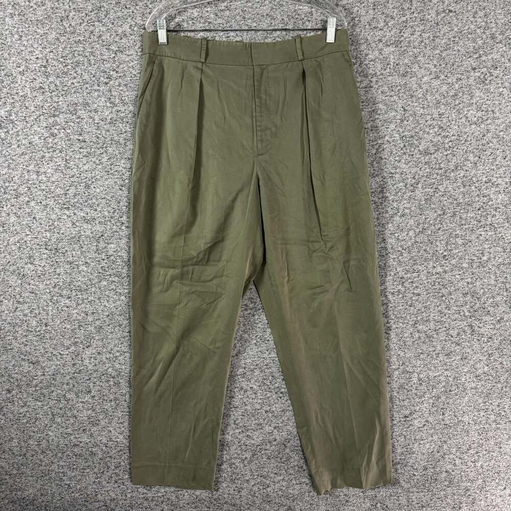 Polo Ralph Lauren Women's Size 14 Green Lyocell Pleated Straight Leg Pants